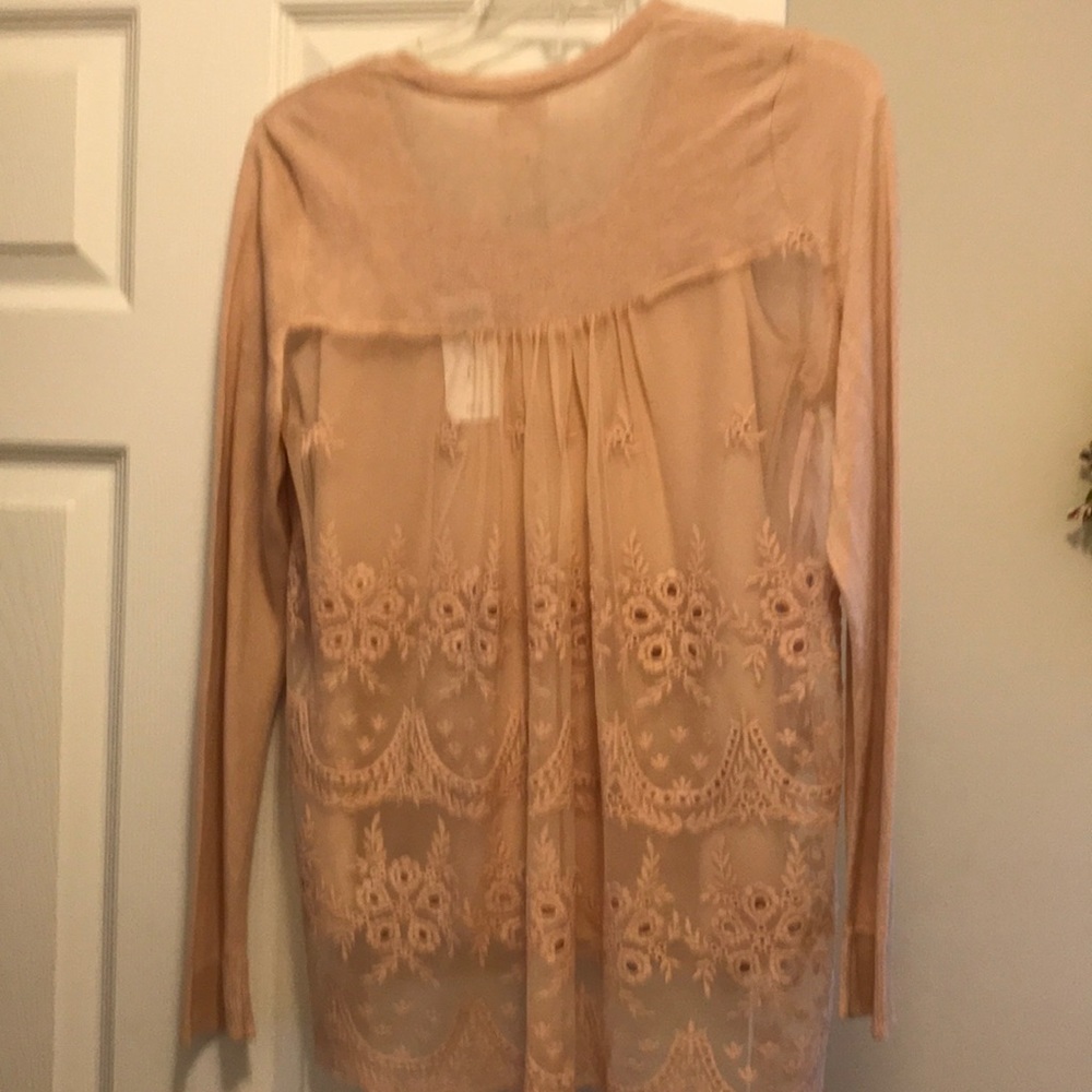 Light pink/peach top and matching sweater